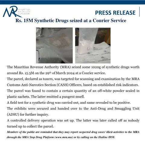 Document preview: Significant Drug Trafficking Operation in Mauritius — Government & admin (PressRelease040424)