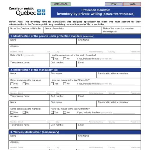 Document preview: Protection Mandate: Inventory by Private Writing — Legal & justice (1110-DGSP-2023-06 / 2110-DGSP-2023-06)