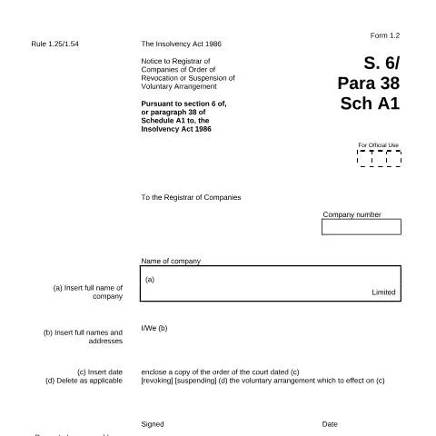 Document preview: Key Insights on Form 1.2 for Companies in Distress — Business