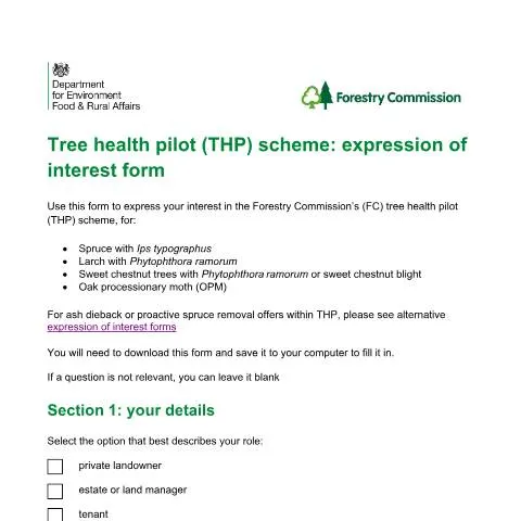 Document preview: Take Action on Tree Health: Join the Pilot Scheme — Environment & energy
