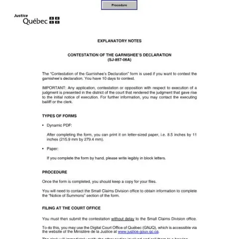 Document preview: How to Contest a Garnishee’s Declaration in Québec — Legal & justice (SJ-857-06A)