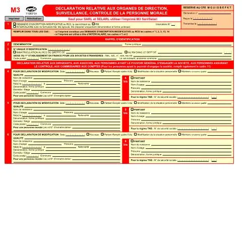 Aperçu du document Formulaire M3 : déclarer les organes de gouvernance d'entreprise — Juridique & justice (CERFA n°11683*04)