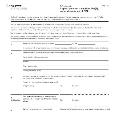 Document preview: Forståelse af Kapitalpensionsordning og Refusion — Skatter & skat (CERFA n°07.052)