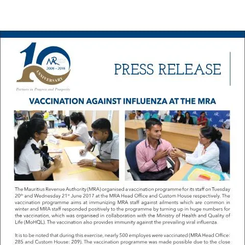 Document preview: MRA's Influenza Vaccination Program for Employee Safety — Health (CERFA n°PressReleaseVaccination)