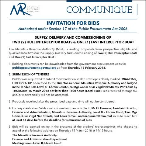Document preview: Bid for Supply and Delivery of Interceptor Boats — Government & admin (InvitationBids190218)