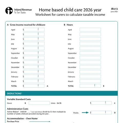 Document preview: Understanding the IR413: Your Home-Based Childcare Financial Tool — Government & admin (CERFA n°IR413)