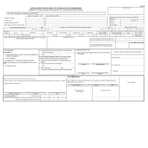 Document preview: Understanding the DA 68 Application for Goods Delivery — Government & admin (CERFA n°DA 68)