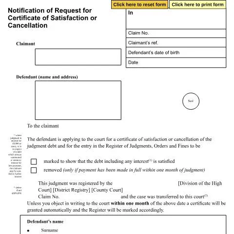 Document preview: How to Apply for Certificate of Satisfaction Using Form N441 — Legal & justice