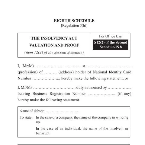 Document preview: Navigating the Valuation and Proof IS8 in Insolvency — Government & admin (Valuation-and-Proof-_-IS8)
