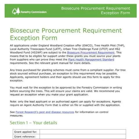 Document preview: Understanding the Biosecure Procurement Exception Form — Government & admin