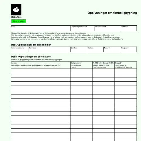Document preview: Innføring i skjema RF-1297 for flerboligbyggninger — Skatt & avgifter (CERFA n°RF-1297)