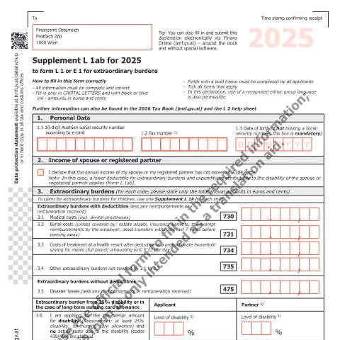 Dokumentvorschau: Das Formular L1ab-EN im österreichischen Steuersystem — Steuern (L1ab-EN)
