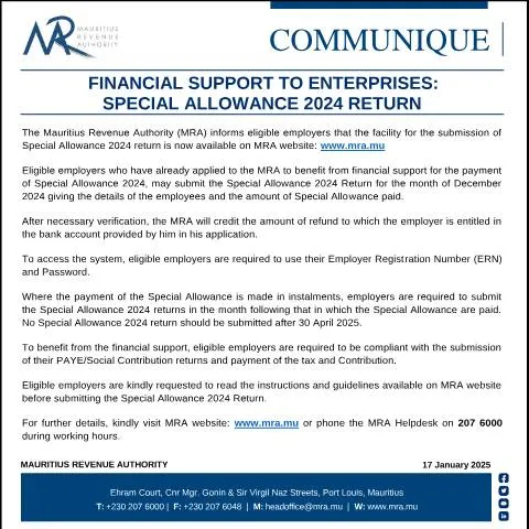 Document preview: Essential Guide to the Special Allowance 2024 Return for Employers — Business (CERFA n°SpecialAllowanceReturn170125)