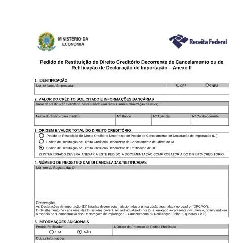 Pré-visualização do documento Guia Completo para Pedido de Restituição de Direitos Creditórios — Impostos