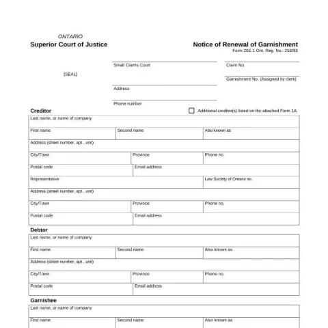 Document preview: Understanding the Notice of Renewal of Garnishment (Form 20E.1) — Legal & justice (Form 20E.1)