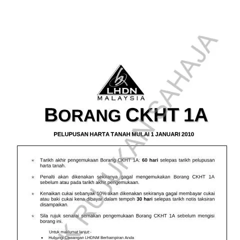 Document preview: Panduan Lengkap Mengisi Borang CKHT 1A untuk RPGT — Cukai & percukaian (CERFA n°CKHT 1A)
