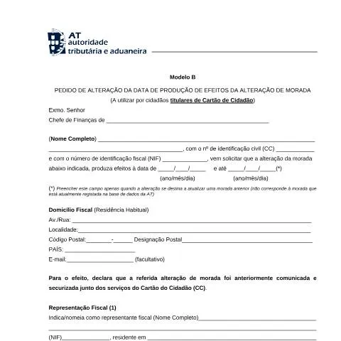 Pré-visualização do documento Guia Completo para Alteração de Morada com Modelo B — Trâmites administrativos
