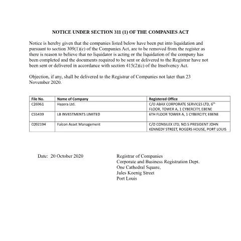 Document preview: Key Insights on the NOTICE UNDER SECTION 311 - G GAZ 20 Oct — Government & admin (CERFA n°NOTICE-UNDER-SECTION-311.-G-GAZ-20-oct)