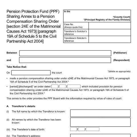 Document preview: Understanding the Pension Protection Fund Sharing Annex in UK Pension — Family
