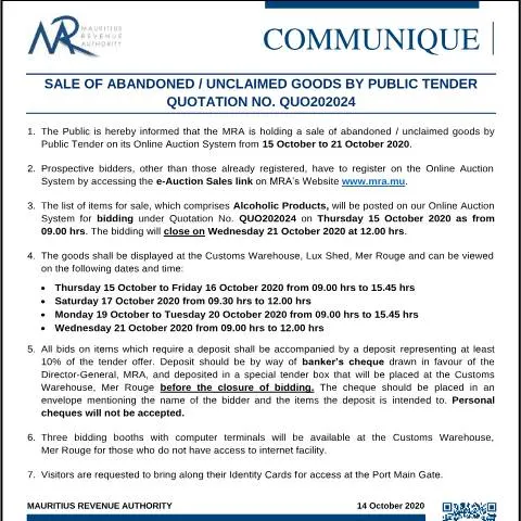 Document preview: Explore Unique Opportunities in Abandoned Goods Sale — Government & admin (CommuniqueQ202024)