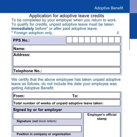 Document preview: Understanding Adoptive Leave Credits for Families — Benefits & social aid