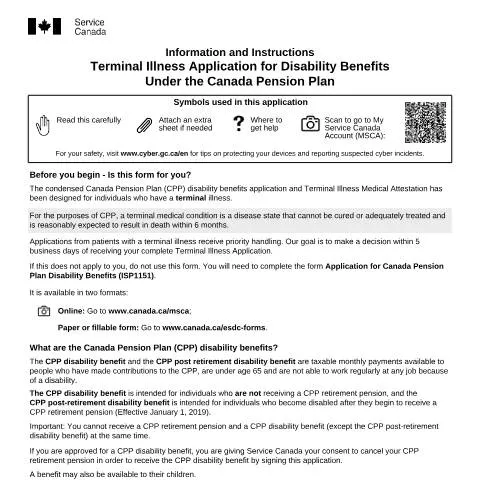 Document preview: Navigate the Terminal Illness Application for CPP Disability Benefits — Health (CERFA n°ISP2530A)