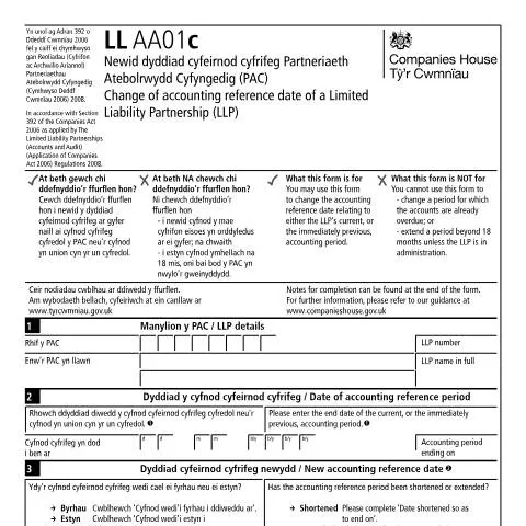 Document preview: Understanding the LL AA01c Form for LLP Accounting Changes — Business