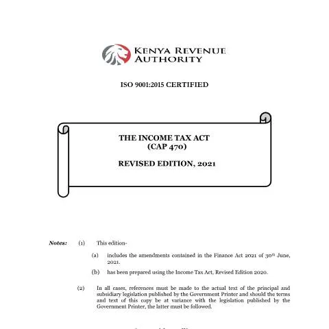 Document preview: Understanding Kenya's Income Tax Act (Cap 470) Revised 2021 — Taxes (CERFA n°Income-Tax-Act-Cap-470-Revised-2021-3-1)