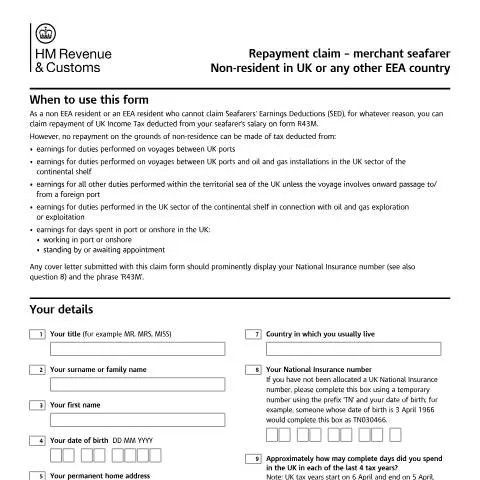 Document preview: Maritime Tax Relief: Claiming UK Tax Refunds as Non-Resident Seafarer — Taxes