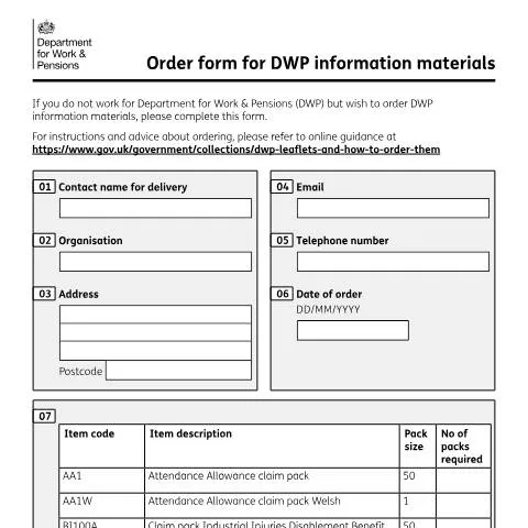 Document preview: How to Order DWP Information Leaflets: Official Process Guide — Government & admin