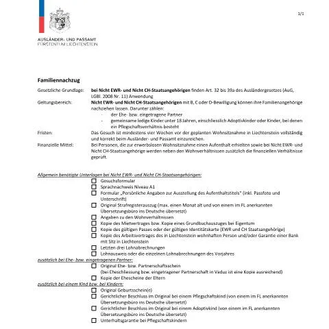 Dokumentvorschau: Wichtige Informationen zur Checkliste für den Familiennachzug — Behörden & Verwaltung (CERFA n°checkliste-fnz-dritt)