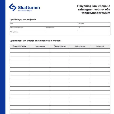 Document preview: Skráning á útleigu rafmagns-, vetnis- og tengiltvinnbifreiða — Skattar & fjármál (CERFA n°RSK 10.86)