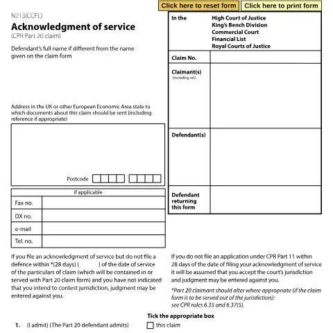 Document preview: Understanding Form N213(CCFL) in the Commercial Court — Legal & justice