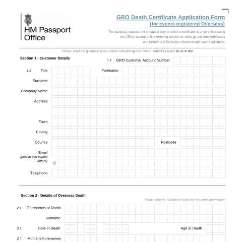 Document preview: Overseas Death Certificate: When British Nationals Die Abroad — Civil status & identity