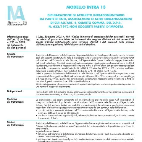 Anteprima documento Dichiarazione di acquisto intracomunitario (Intra 13): guida per enti — Tasse e fisco