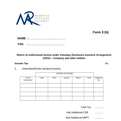 Document preview: A Comprehensive Guide to Form 3b in Mauritius — Government & admin (Form3bAmnesty2013)