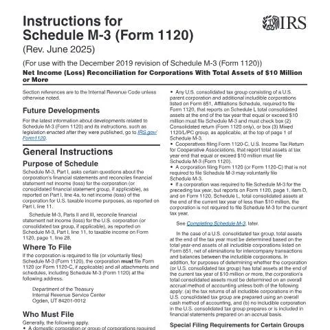 Document preview: Understanding IRS Schedule M-3 Instructions for Corporations — Taxes (CERFA n°INST-1120SM3)