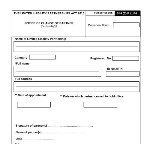 Document preview: Understanding the LLP6 Notice for Changes in Partnership — Government & admin (NOTICE-OF-CHANGE-OF-PARTNER_LLP6)