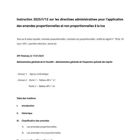 Aperçu du document Comprendre la politique des amendes TVA en Belgique — Impôts & fiscalité (CERFA n°123-politique-amende-tva-20250717)
