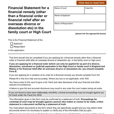 Document preview: Understanding Form E1: Financial Remedies Beyond Standard Divorce — Family