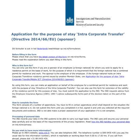Documentvoorvertoning: Aanvraag Intra Corporate Transfer verblijfsvergunning Nederland — Immigratie & visa (CERFA n°7561)