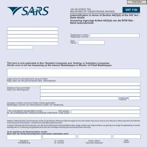 Document preview: Understanding the VAT119i , Indemnity for VAT Act Bank Details in — Taxes (CERFA n°VAT119i)