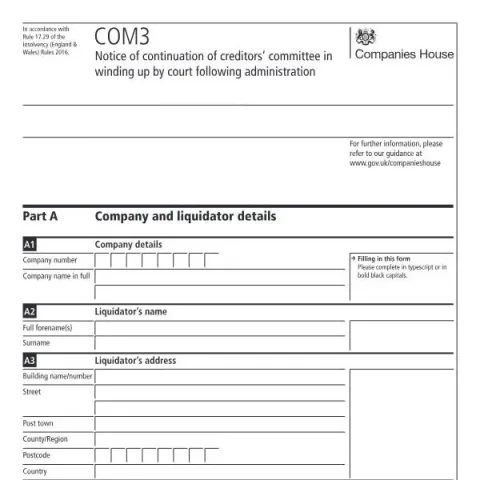Document preview: Understanding the COM3 Notice for Creditors' Committee Continuation — Government & admin (COM3)