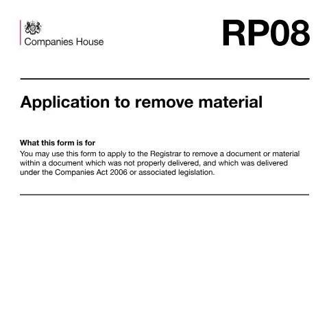 Document preview: How to Remove Wrong Documents from Companies House Using RP08 — Government & admin