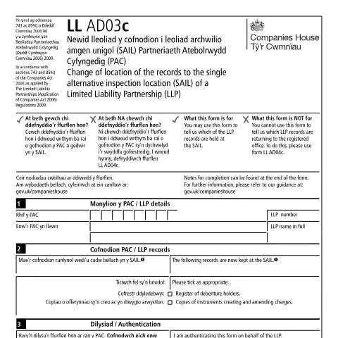 Document preview: Understanding the LL AD03c Form for LLPs — Business