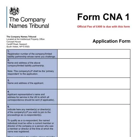 Document preview: How to Use CNA1 Forms for Company Name Dispute Resolution — Legal & justice
