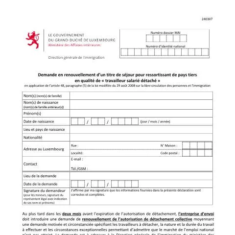 Aperçu du document Guide pour le renouvellement d'un titre de séjour pour travailleurs — Immigration & visas (CERFA n°renouvellement-titre-detache)