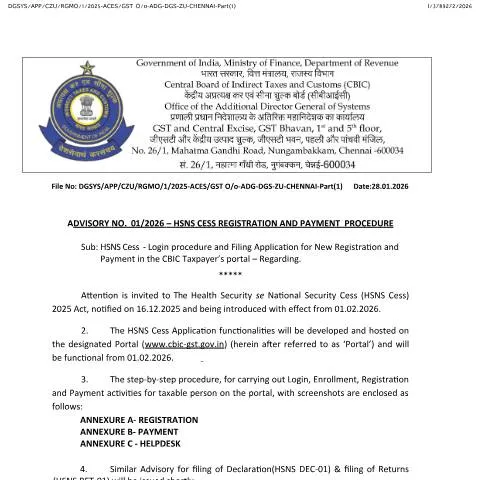 Document preview: Understanding the Importance of HSNS Advisory in GST — Taxes (CERFA n°HSNS_Advisory)