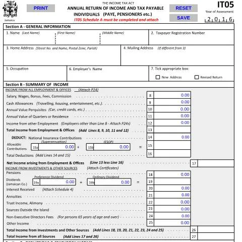Document preview: Understanding the Jamaica IT05 and Schedule A 2017 Form — Government & admin (CERFA n°it05_and_SchA_10022017)