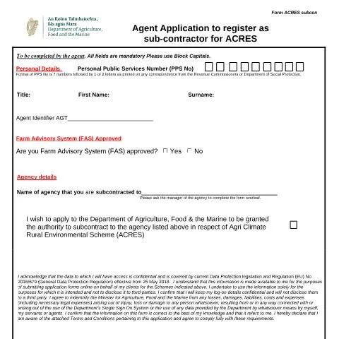 Document preview: Navigating the ACRES Advisors Subcontract Form for Agents — Government & admin